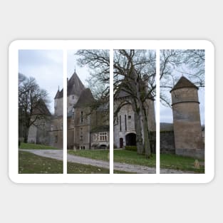 The Castel of Coraboeuf  is a 14th-century castle in the Bourgogne-Franche-Comte. Cloudy winter day Sticker